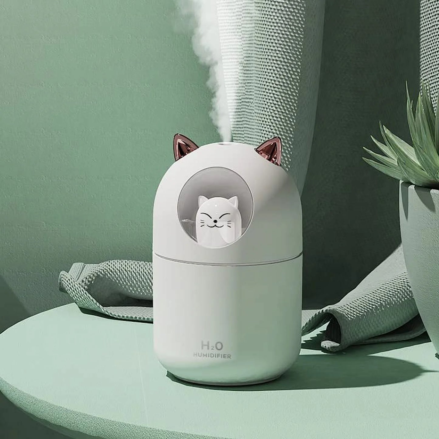 Portable Small Humidifier, 300Ml Mini Cool Mist Humidifier with Night Light, USB Personal Humidifier Auto Shut-Off, Ultra-Quiet, 2 Spray Modes, Suitable for Home Office Travel