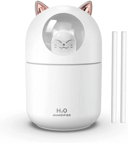 Portable Small Humidifier, 300Ml Mini Cool Mist Humidifier with Night Light, USB Personal Humidifier Auto Shut-Off, Ultra-Quiet, 2 Spray Modes, Suitable for Home Office Travel